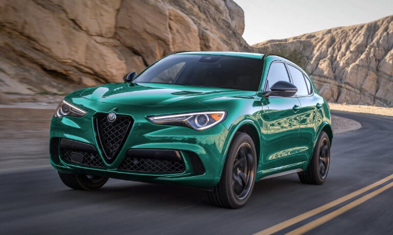 2023 Alfa Romeo Stelvio exterior driving canyon highway